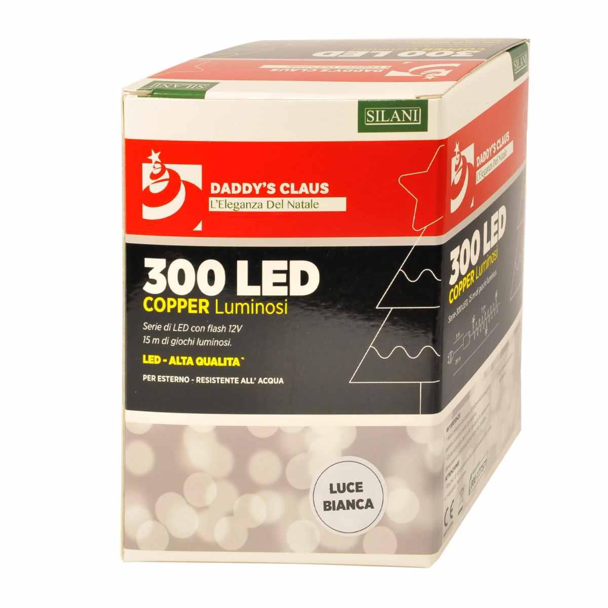 Luci Natale esterno LED 300 Micro Copper Bianco Freddo Rame-Argento |Silani