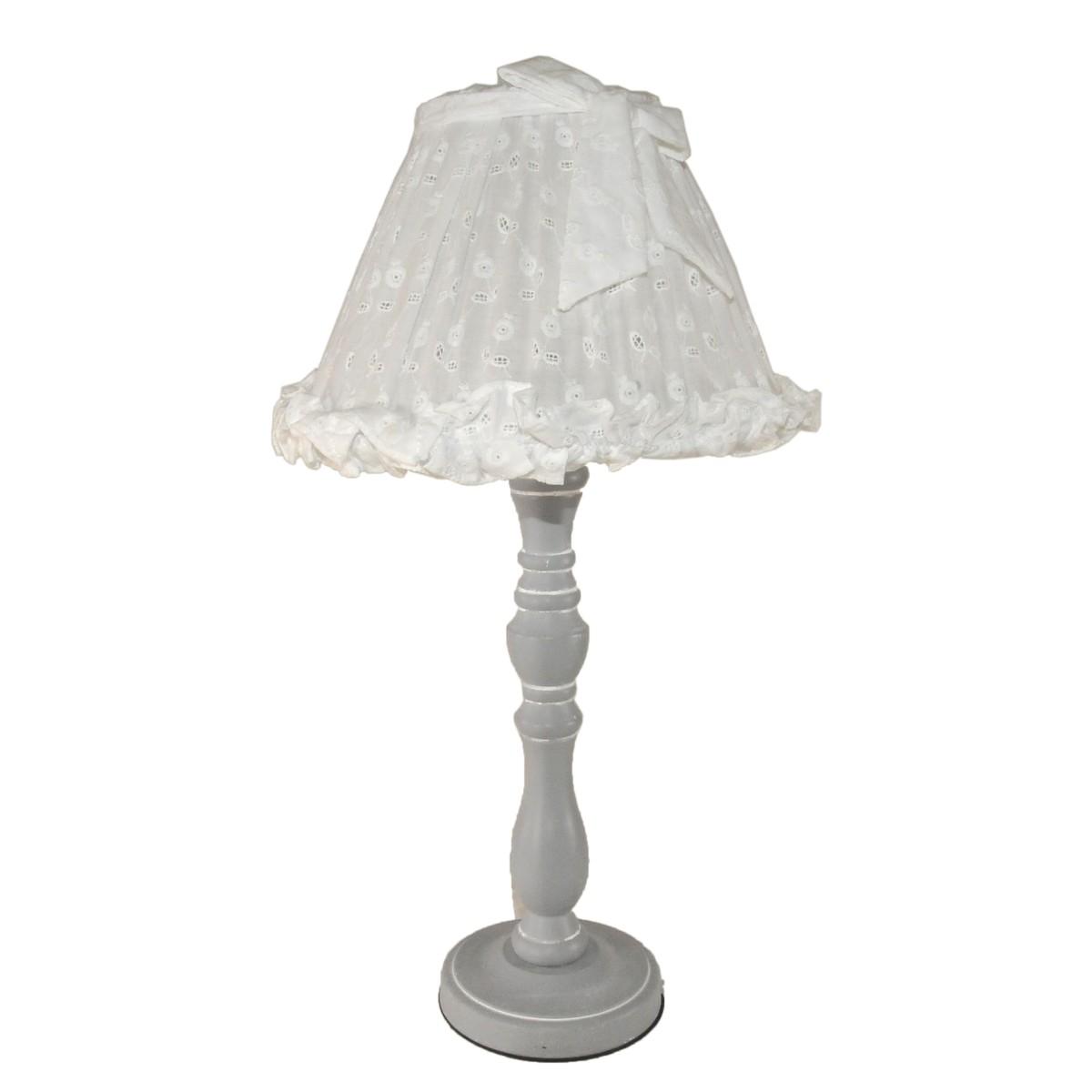 Lampada da Tavolo Resina Grigia con Cappello Bianco cm.h48 | Golden Hill