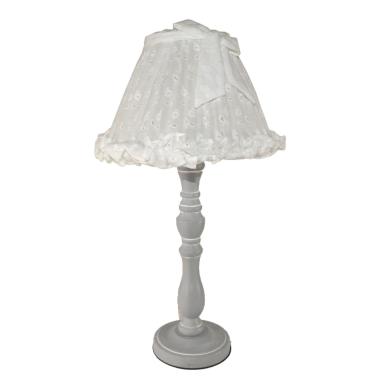 Lampada da Tavolo Resina Grigia con Cappello Bianco cm.h48 | Golden Hill