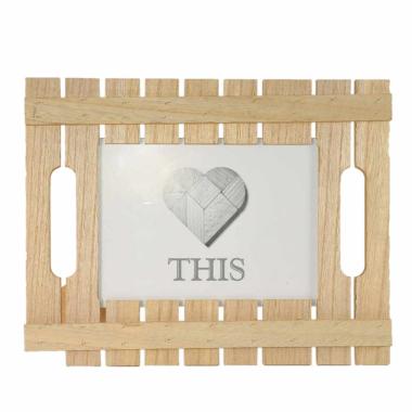 Cornice Legno cm.13x18 Doghe Beige | Golden Hill