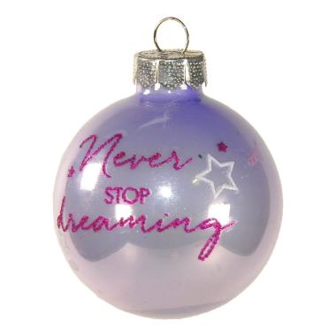 Pallina Natale Vetro cm.6 Lilla Lucida con Scritte |Inge's Glass