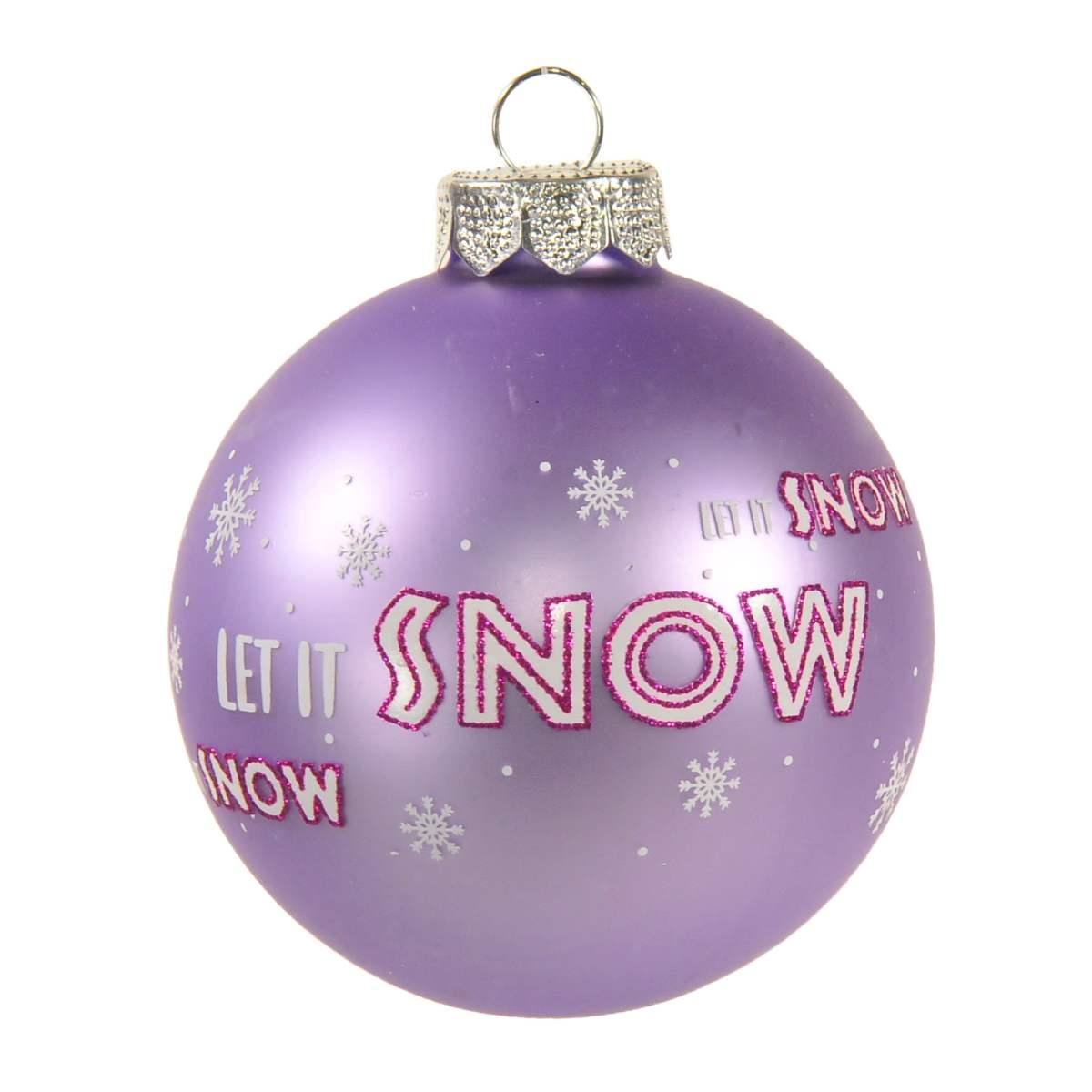 Pallina Natale Vetro cm.8 Lilla Opaco con Scritte |Inge's Glass
