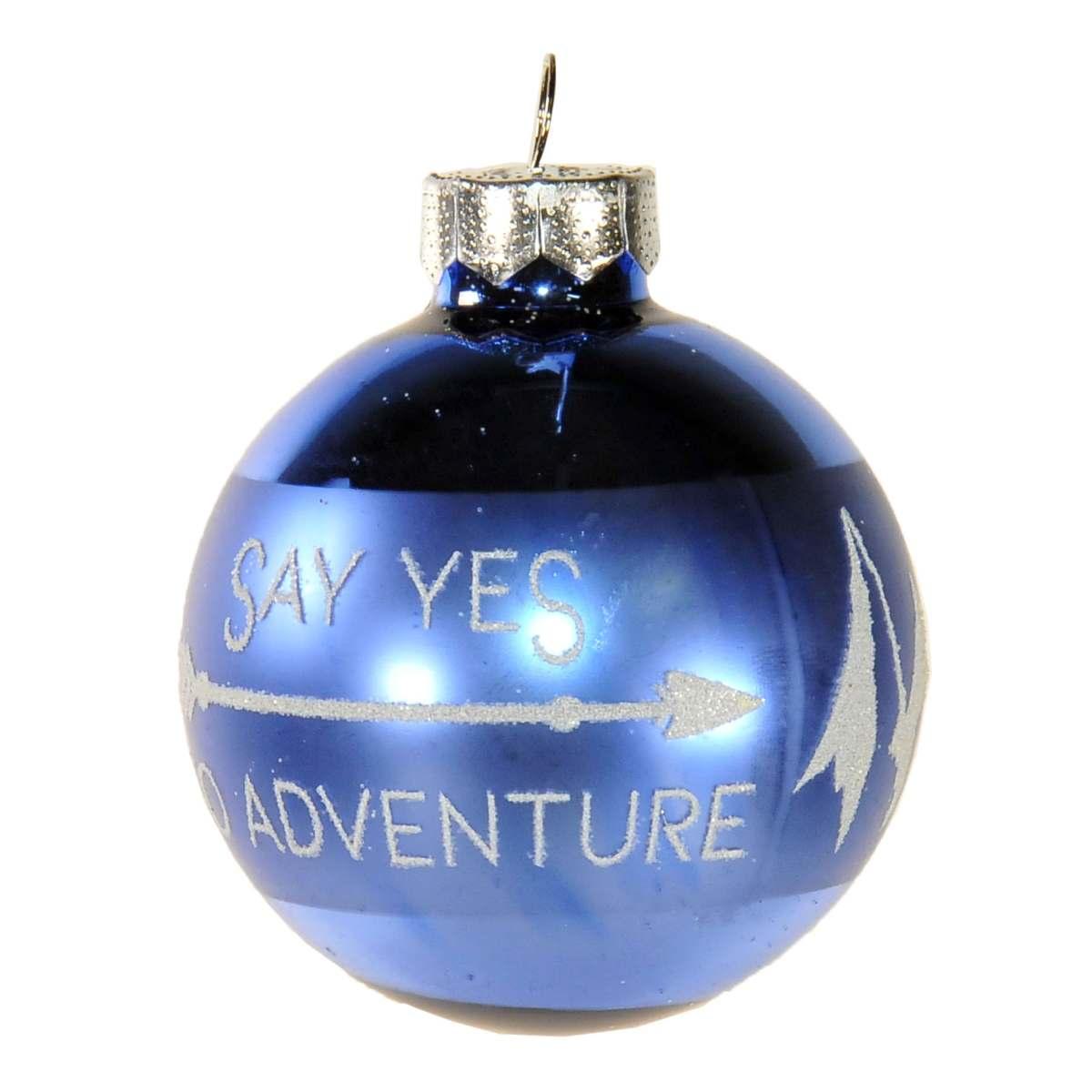 Pallina Natale Vetro cm.6 Blu Lucida con Scritte |Inge's Glass