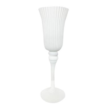 Vaso Vetro Calice Bianco Rigato cm.11x35 | Silani