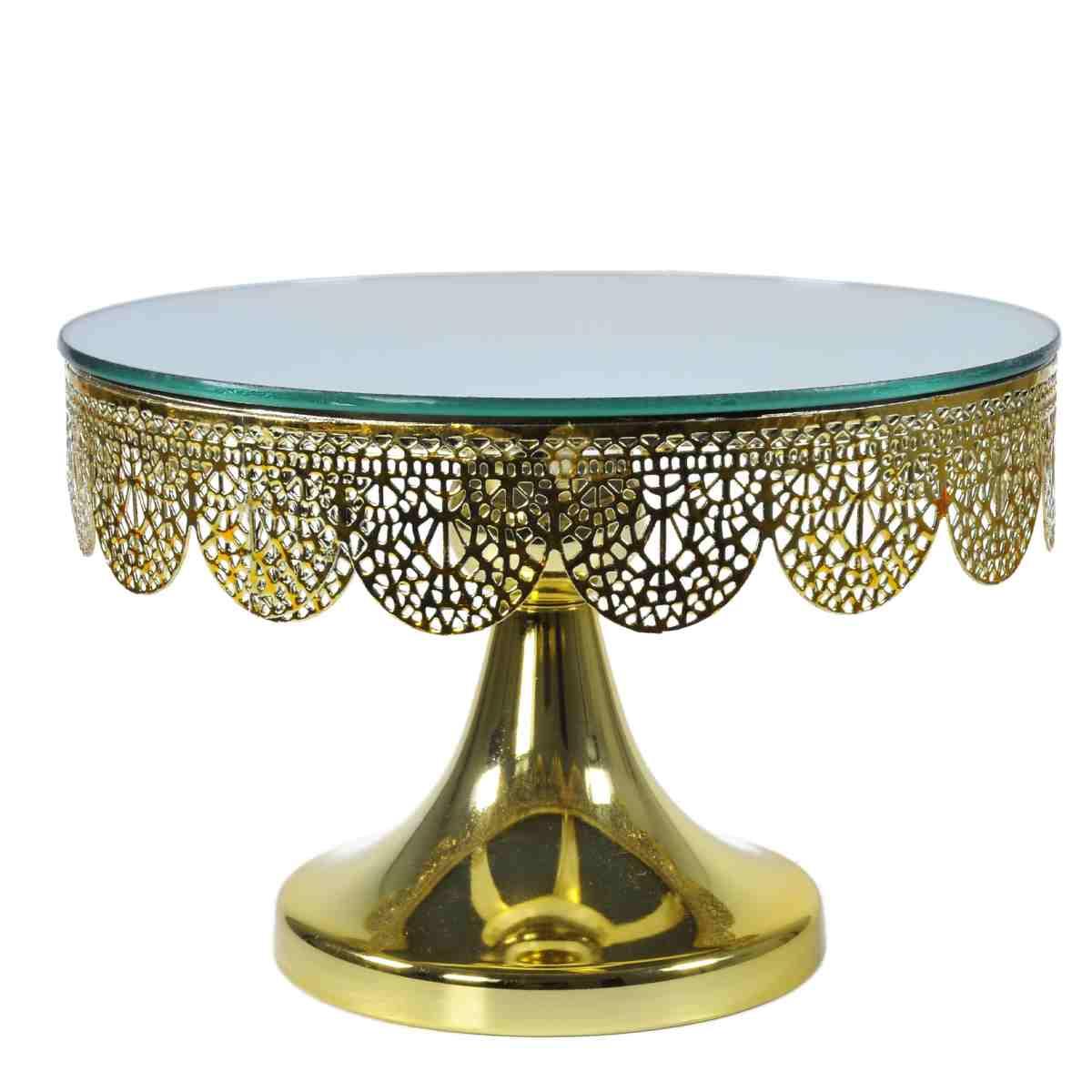 Centrotavola Alzata Metallo Oro con Specchio cm.20 | Silani