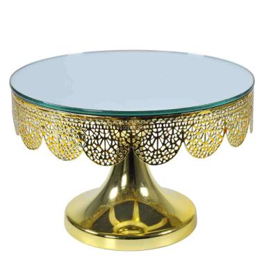 Centrotavola Alzata Metallo Oro con Specchio cm.20 | Silani