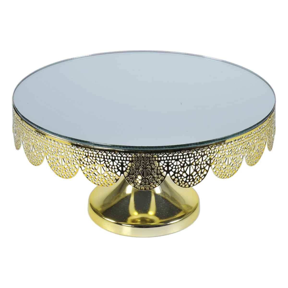 Centrotavola Alzata Metallo Oro con Specchio cm.25 | Silani