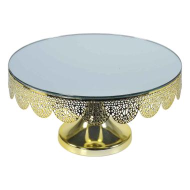 Centrotavola Alzata Metallo Oro con Specchio cm.25 | Silani