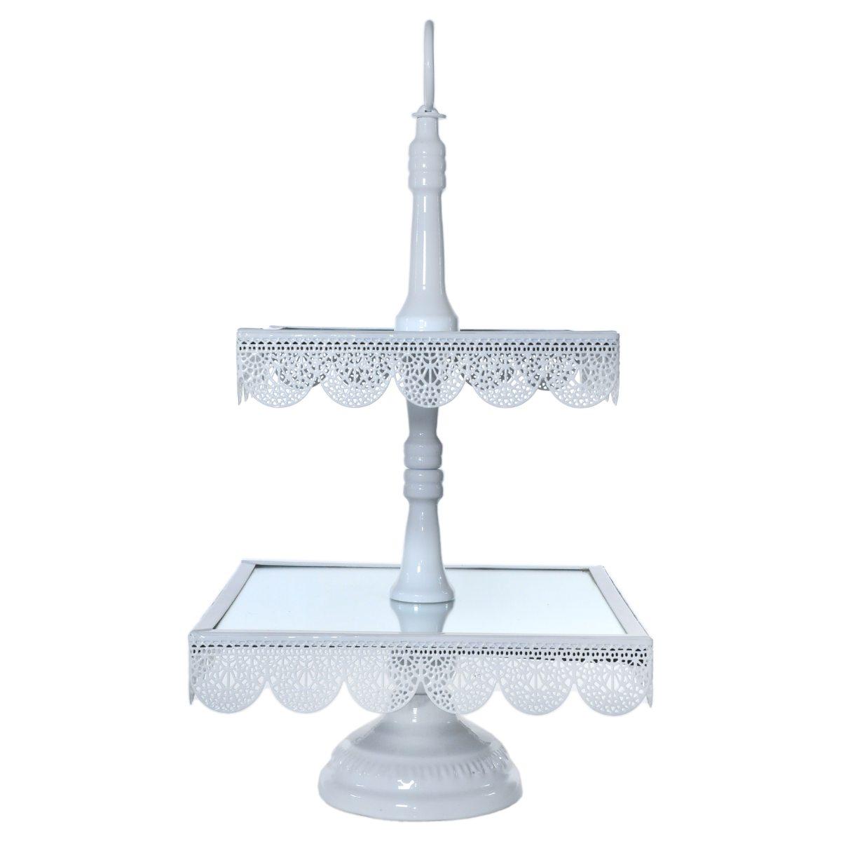 Alzata Metallo 2 Piani Bianca con Specchio cm.24x44 | Silani