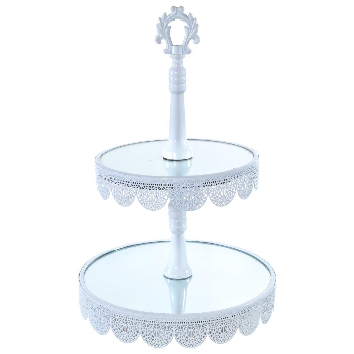 Alzata Metallo 2 Piani Bianca con Specchio cm.26x40 | Silani