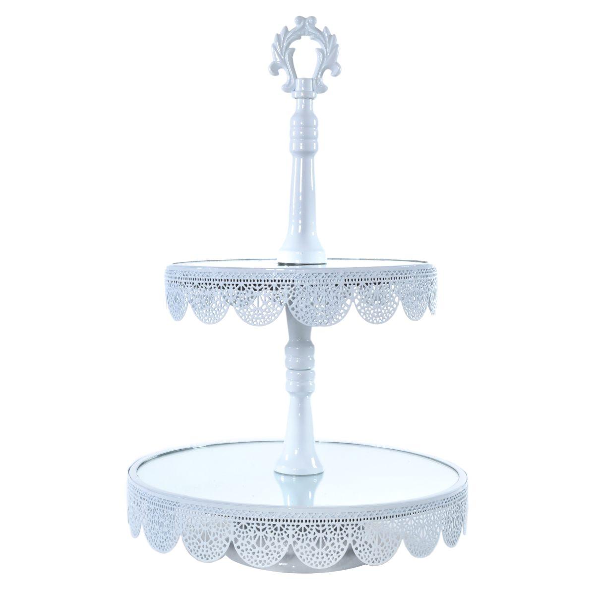 Alzata Metallo 2 Piani Bianca con Specchio cm.26x40 | Silani