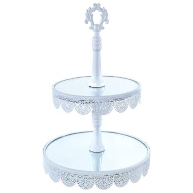 Alzata Metallo 2 Piani Bianca con Specchio cm.26x40 | Silani