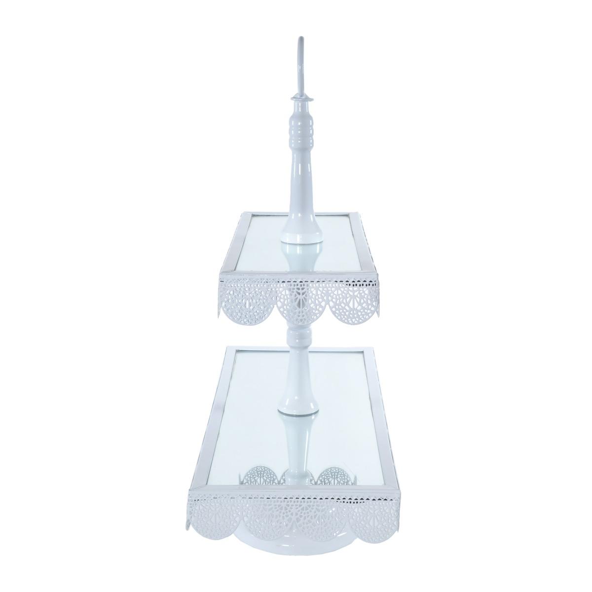 Alzata Metallo 2 Piani Bianca con Specchio cm36x16x45 | Silani