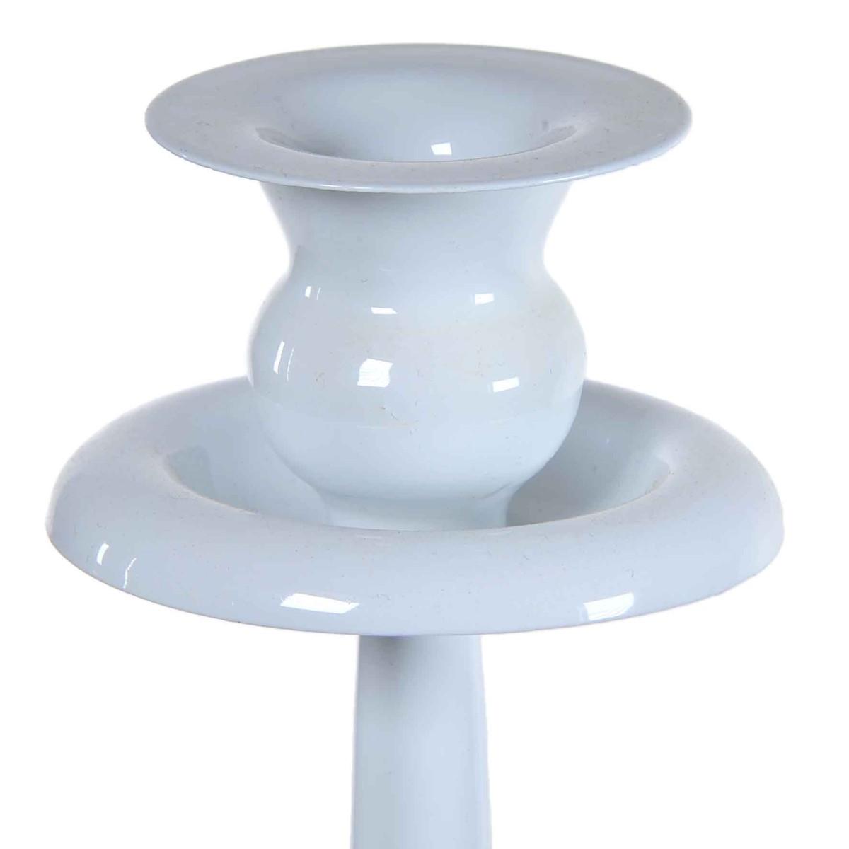 Candeliere con 1 Posto Candela Metallo Bianco cm.10x36 |Silani