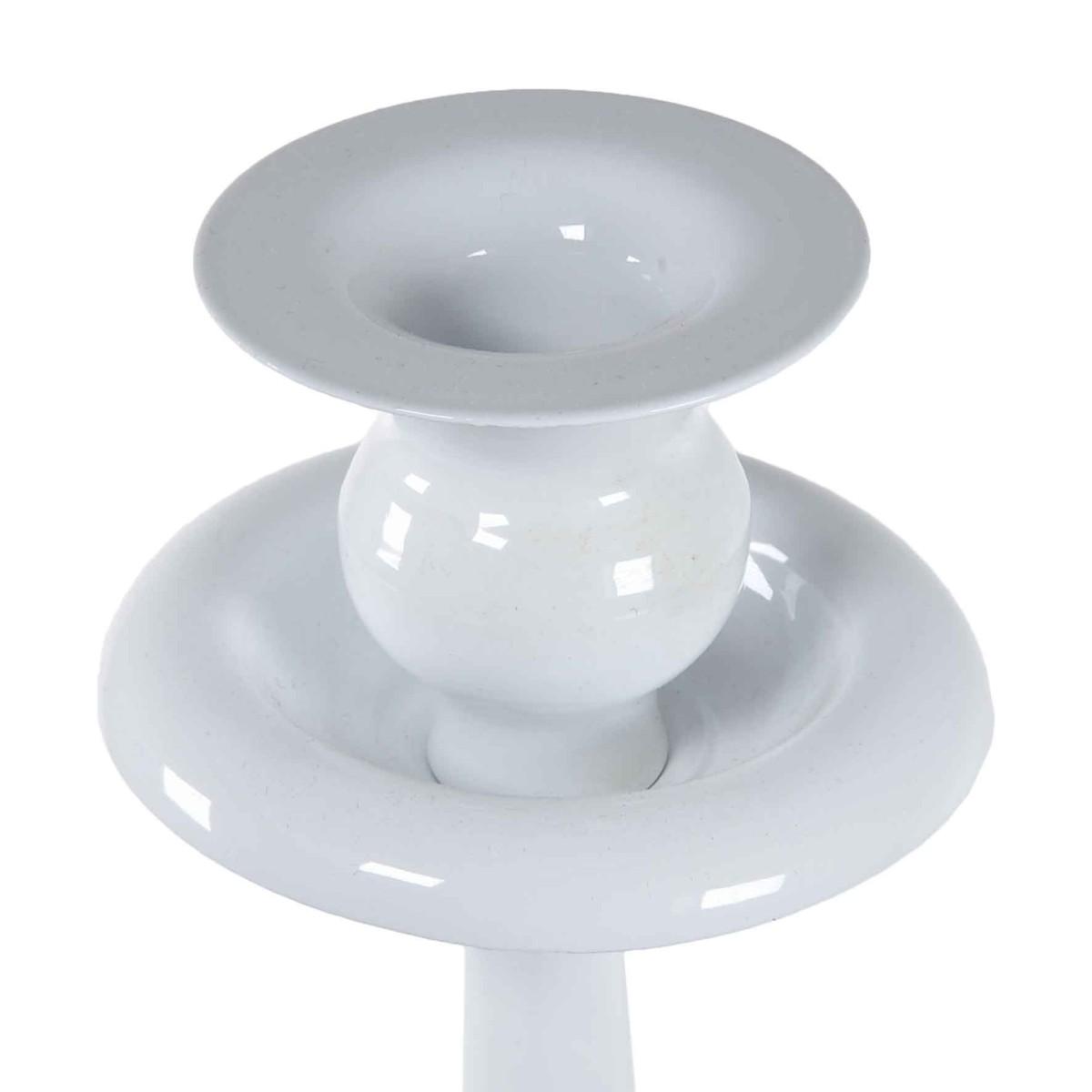 Candeliere con 1 Posto Candela Metallo Bianco cm.10x36 |Silani