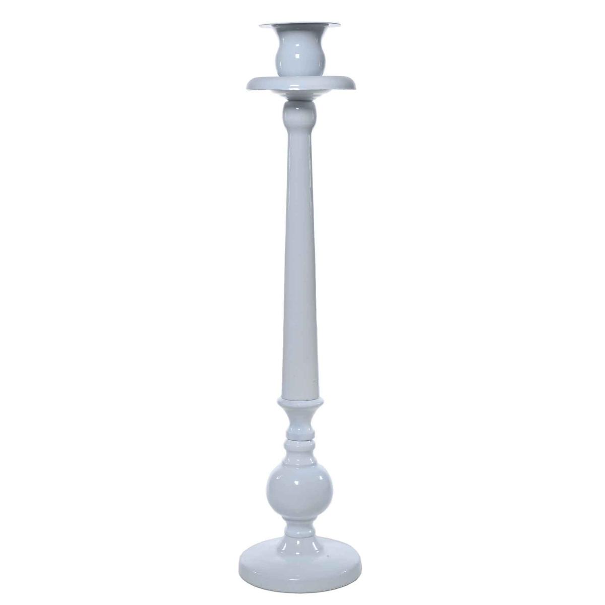 Candeliere con 1 Posto Candela Metallo Bianco cm.10x44 |Silani