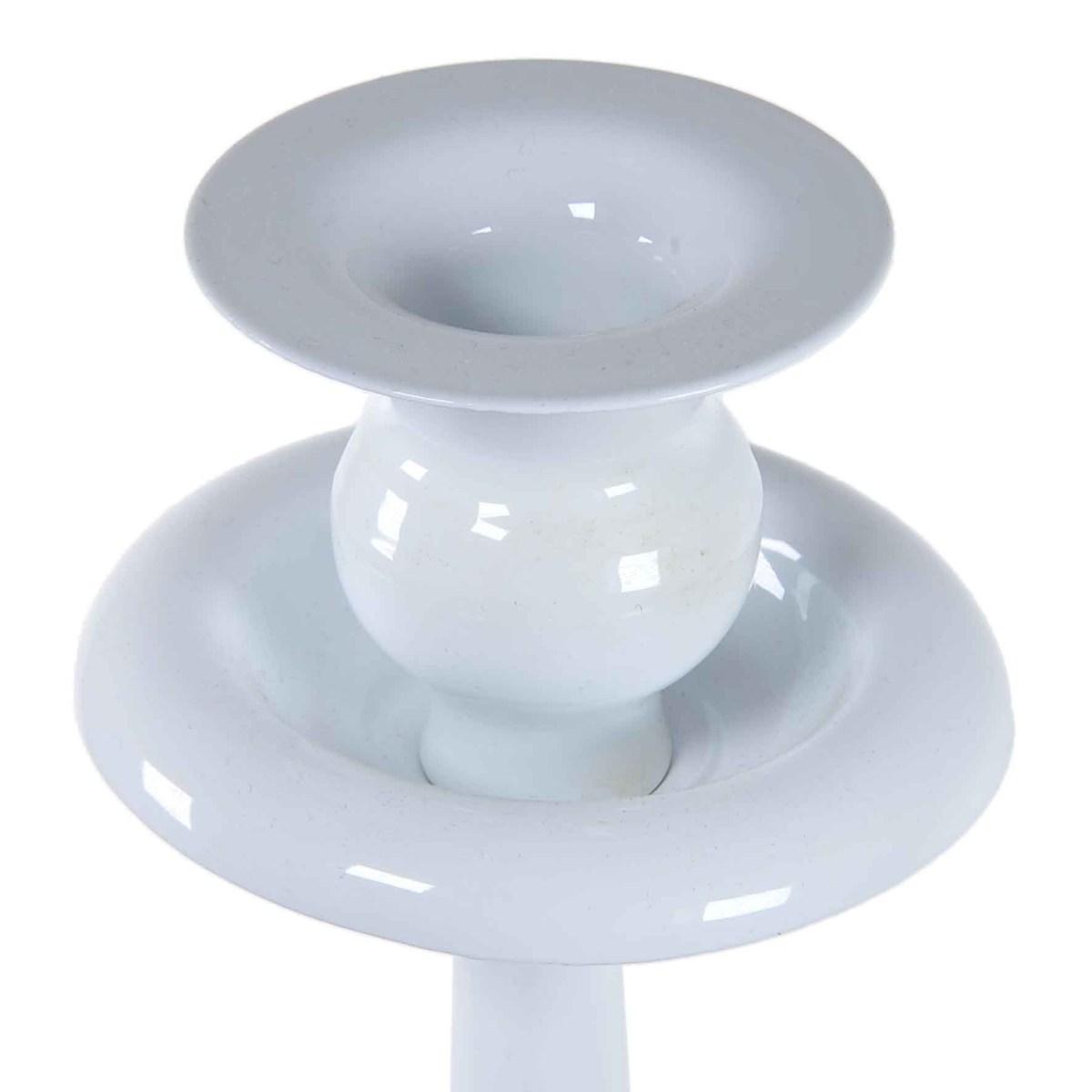 Candeliere con 1 Posto Candela Metallo Bianco cm.10x44 |Silani