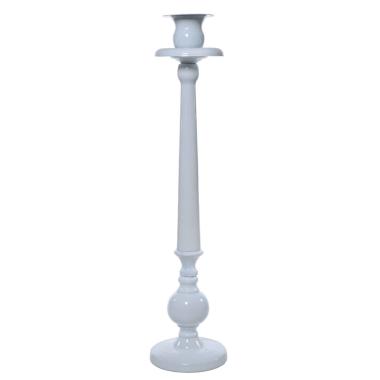 Candeliere con 1 Posto Candela Metallo Bianco cm.10x44 |Silani