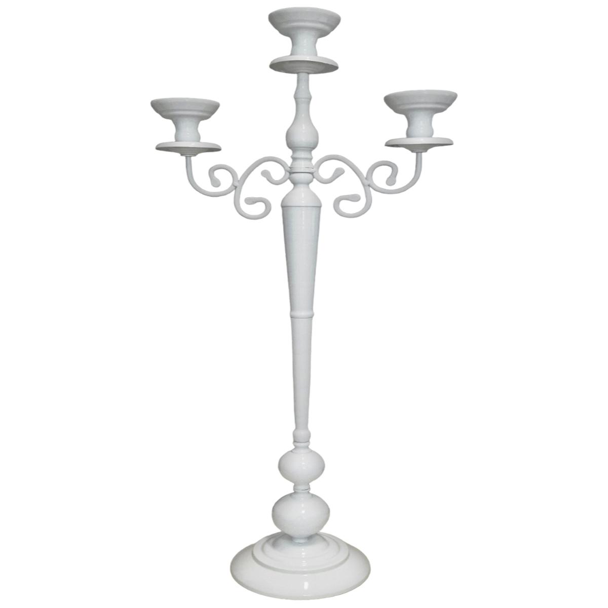 Candelabro con 3 Posti Candela Metallo Bianco h100 |Silani