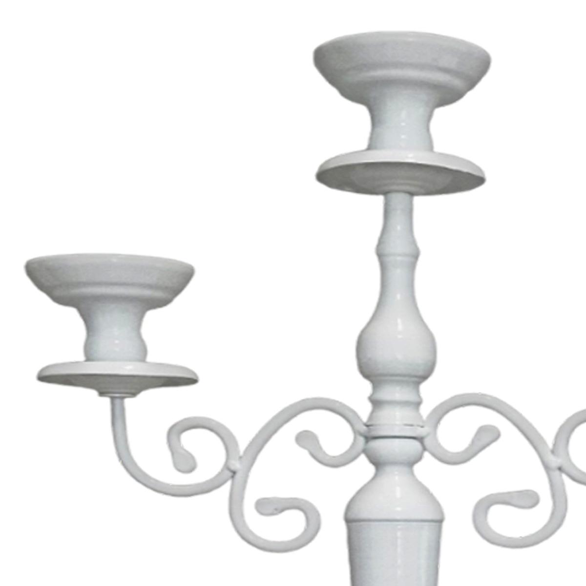 Candelabro con 3 Posti Candela Metallo Bianco h100 |Silani
