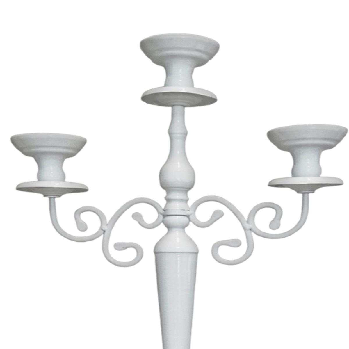 Candelabro con 3 Posti Candela Metallo Bianco h100 |Silani