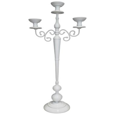 Candelabro con 3 Posti Candela Metallo Bianco h100 |Silani