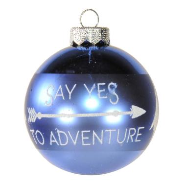 Pallina Natale Vetro cm.8 Blu Lucida con Scritte |Inge's Glass