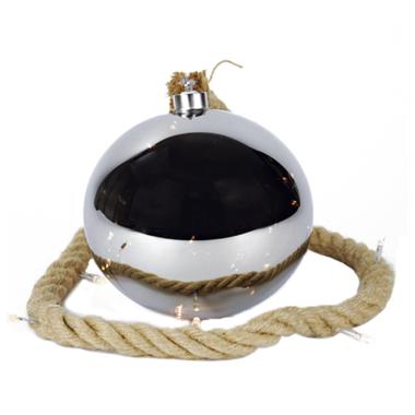 Decorazione Natalizia Sfera cm.12 con Corda e Luce LED cm.150 |Silani