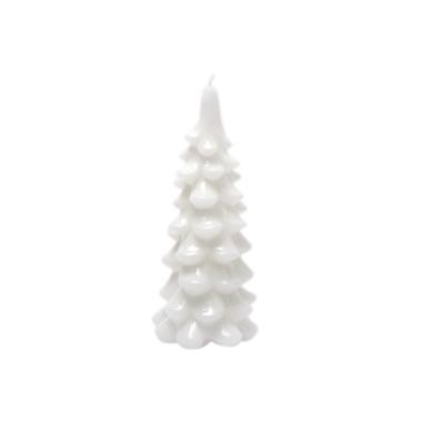 Candela Natale Albero Bianco Lucido cm.10xh22 |Silani