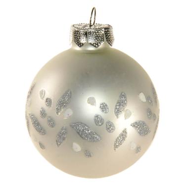 Pallina Natale Vetro cm.6 Bianco Opaco con Strass |Inge's Glass