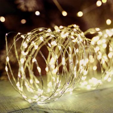 Luci Natale esterno LED 450 Micro Copper Bianco Caldo Filo Rame Argento |Silani