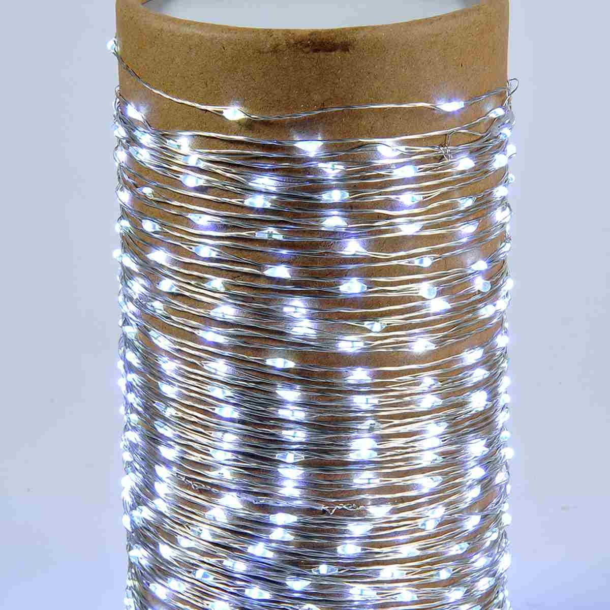 Luci Natale esterno LED 450 Micro Copper Bianco Freddo Filo Rame Argento |Silani