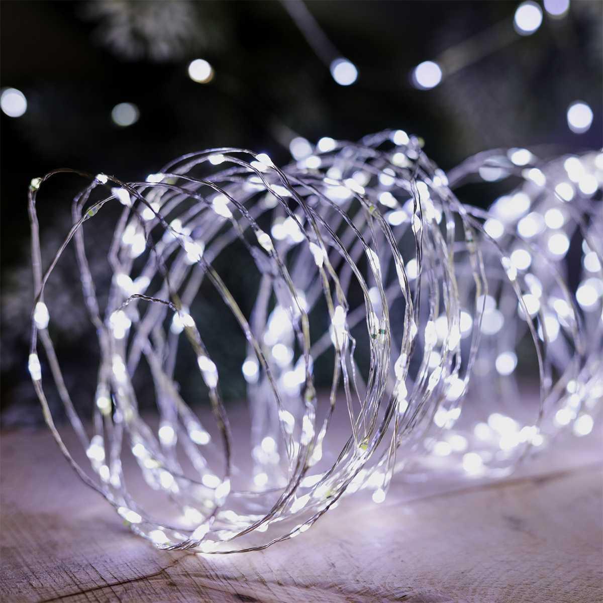 Luci Natale esterno LED 450 Micro Copper Bianco Freddo Filo Rame Argento |Silani