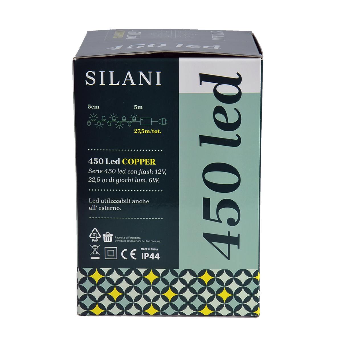 Luci Natale esterno LED 450 Micro Copper Bianco Freddo Filo Rame Argento |Silani