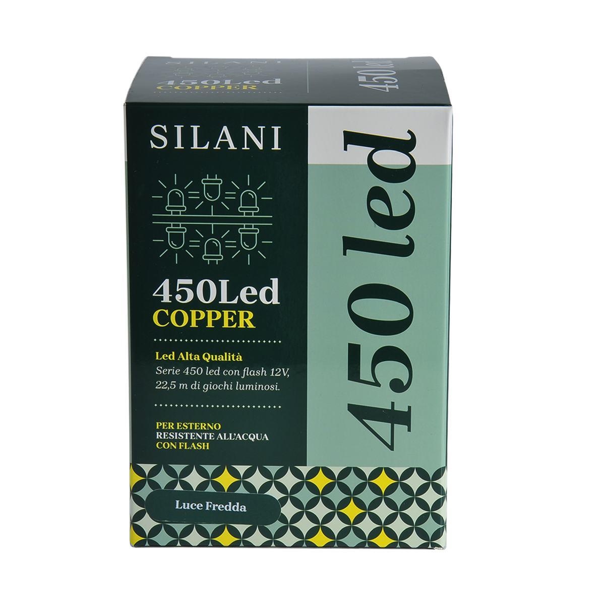 Luci Natale esterno LED 450 Micro Copper Bianco Freddo Filo Rame Argento |Silani
