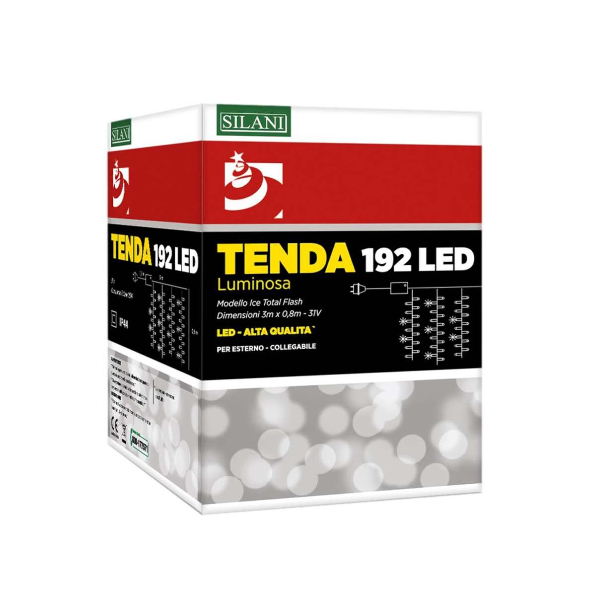 Luci Natale Tenda Esterno LED 192 Bianco Caldo Flash cm.3x0,8 |Silani