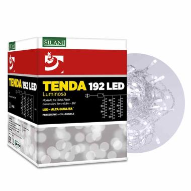 Luci Natale Tenda Esterno LED 192 Bianco Freddo Flash cm.3x0,8 |Silani