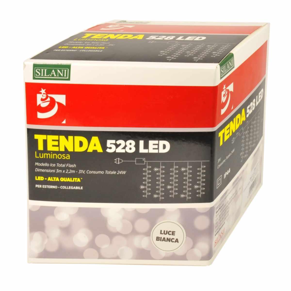 Luci Natale Tenda Esterno LED 528 Bianco Freddo Prolungabile cm.300Xh220 |M2 Store