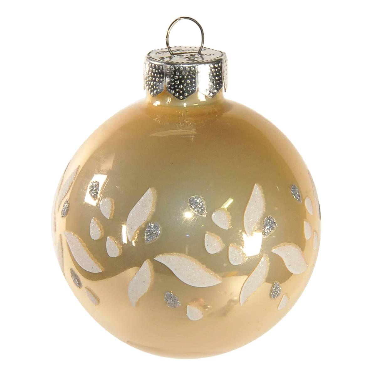 Pallina Natale Vetro cm.6 Champagne Lucida con Strass |Inge's Glass