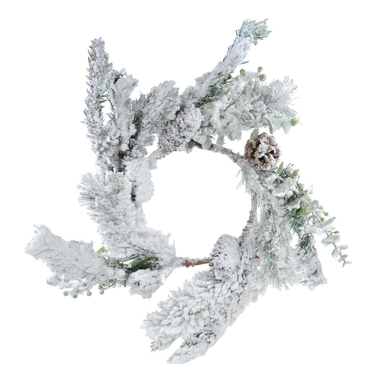 Ghirlanda cm.41 Verde Innevata con Pigne |Silani