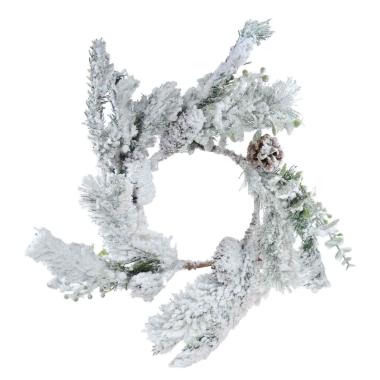 Ghirlanda cm.41 Verde Innevata con Pigne |Silani