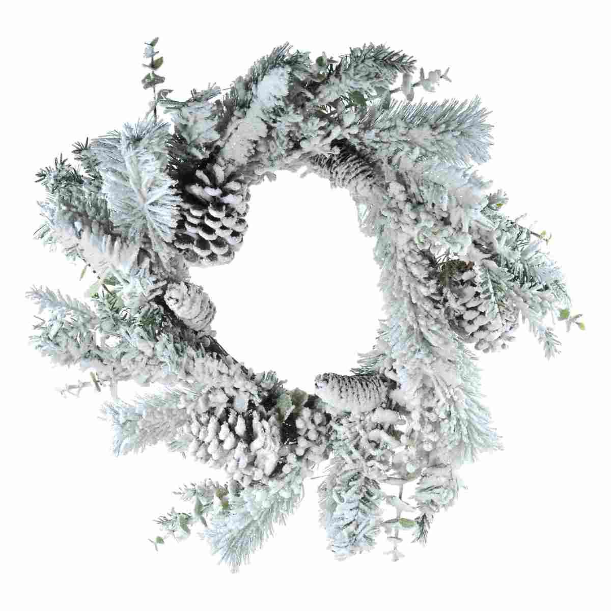 Ghirlanda cm.61 Verde Innevata con Pigne |Silani