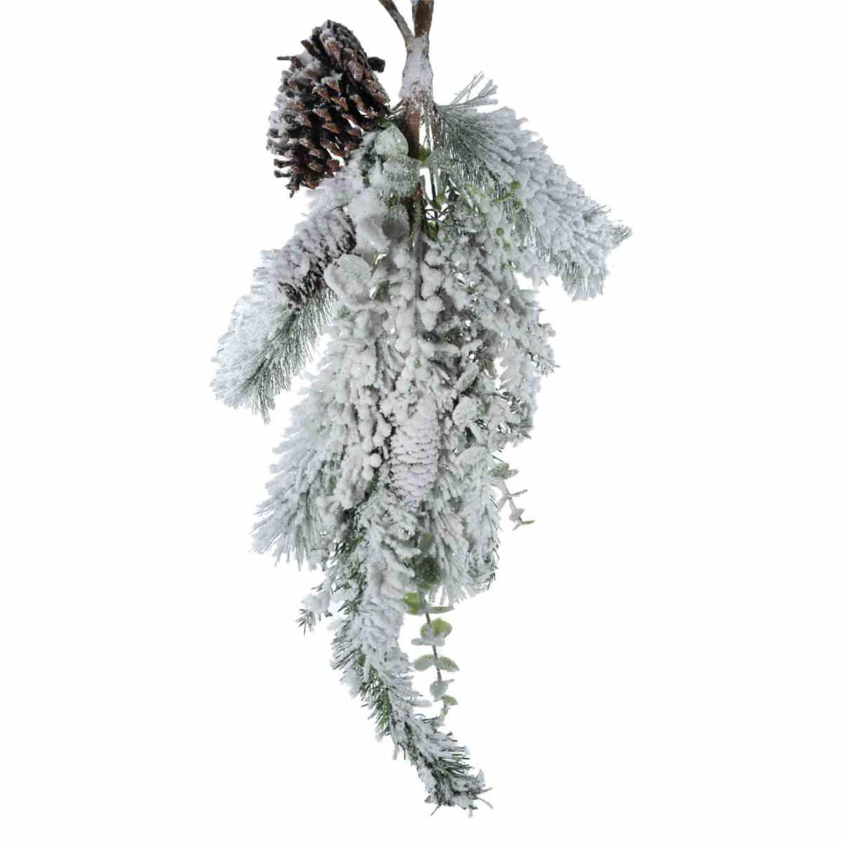 Ghirlanda cm.60 Verde Ramo Innevato con Pigne |Silani