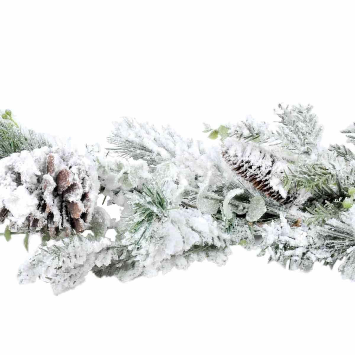 Ghirlanda cm.153 Verde Innevata con Pigne |Silani