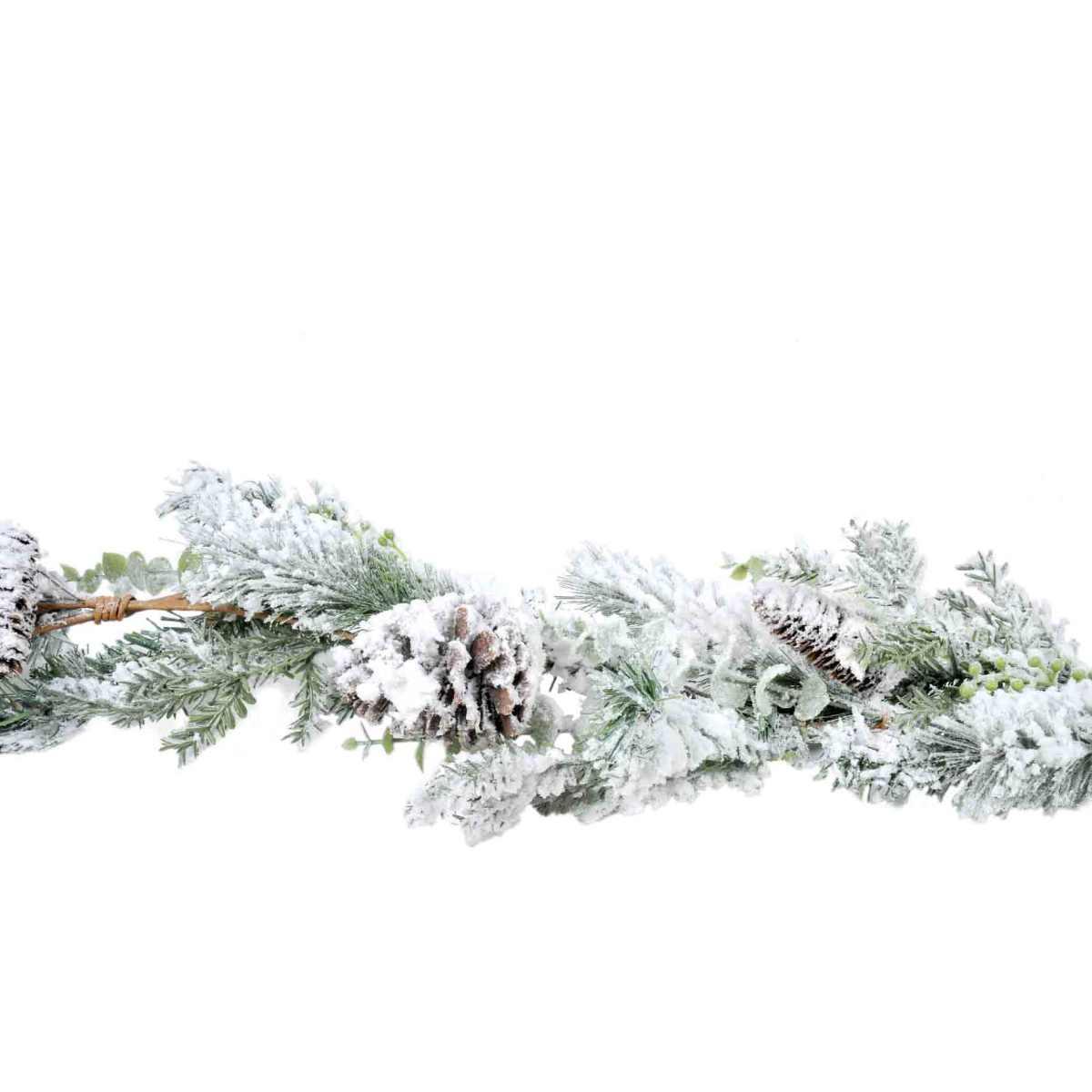 Ghirlanda cm.153 Verde Innevata con Pigne |Silani