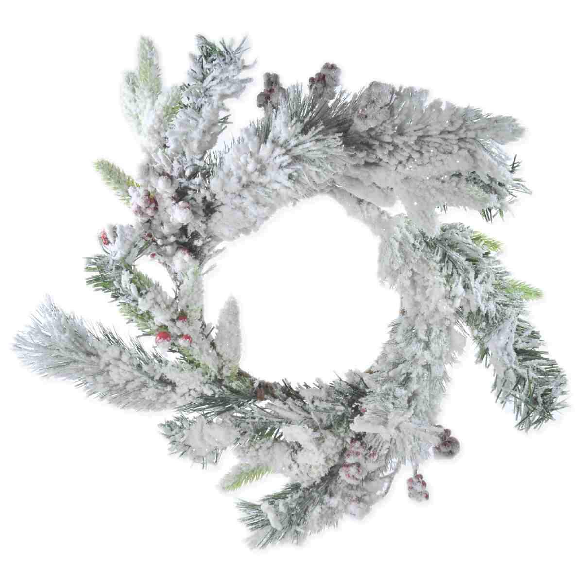 Ghirlanda cm.41 Verde Innevata con Pigne e Bacche |Silani