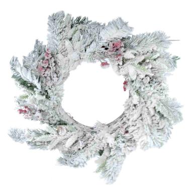 Ghirlanda cm.61 Verde Innevata con Pigne e Bacche |Silani