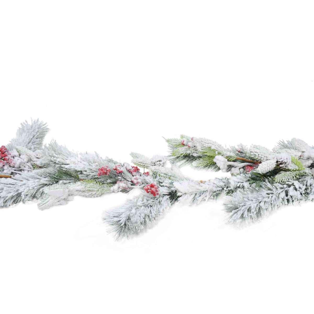 Ghirlanda cm.153 Verde Innevata con Bacche |Silani