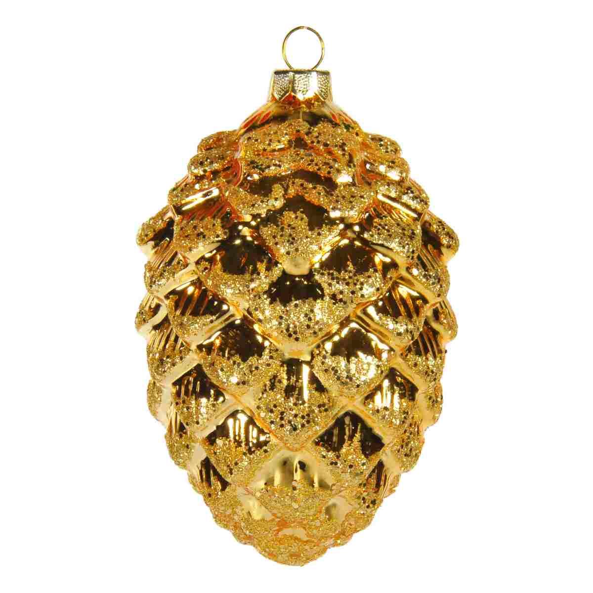 Pallina Natale Vetro Collezione cm.12,5 Pigna Oro |Inge's Glass