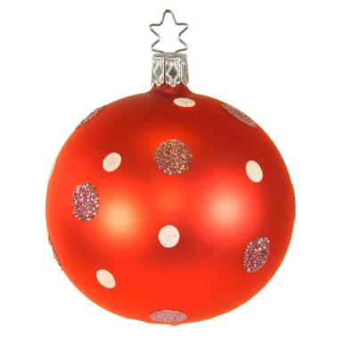 Pallina Natale Vetro Collezione cm.8 Rosa a Pois |Inge's Glass